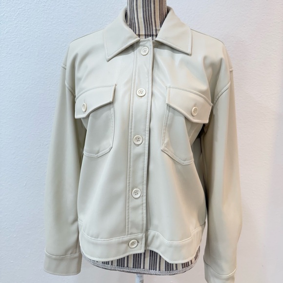 Steve Madden Faux Leather jacket medium Cream - Picture 2 of 9
